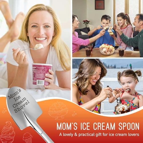 Funny Mother Birthday Gifts for Mom Christmas, from Daughter Son, Christmas Gift for Mom Mama Mommy Mother In Law Birthday Retirement Presents, Small Cute Engraved Mom's Ice Cream Shovel Spoon