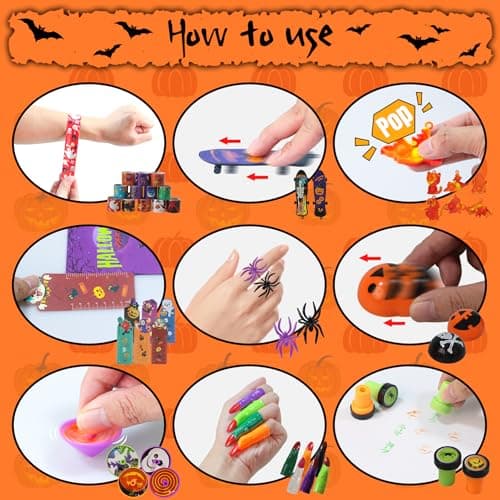 306 PCS Halloween Party Favors Bulk, Halloween Goodie Bags Fillers for Trick or Treat, Stocking Stuffers, Halloween Treats Non Candy Carnival Treasure Box Classroom School Kids Adults Prizes Gifts