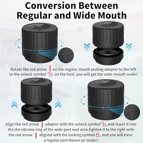 Electric Mason Jar Vacuum Sealer Kit for Wide-Mouth & Regular-Mouth Mason Jars, Food Saver Vacuum Canning Sealer Machine Includes 10 Jar Lids