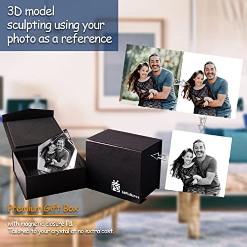 3D Crystal Photo, Christmas Personalized Gift,Customized Gifts for Wife, Women, Him, Her, Dad and Mom. Custom Picture Gifts for Christmas, Father's Day, Birthday, Wedding, Anniversary, Memorial, Picture Gift for Pet Lovers.