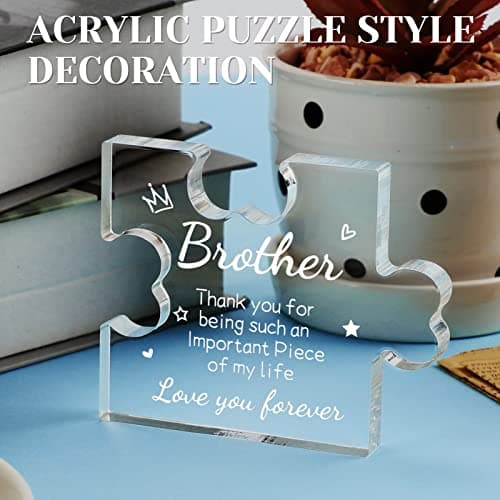 Funnli Gifts for Men Boys Acrylic Plaque - Fathers Day Christmas Birthday Gifts for Brother 3.35 x 2.76 Inch Desk Decorations - Brother Son Nephew Grandson Graduation Gifts from Sister