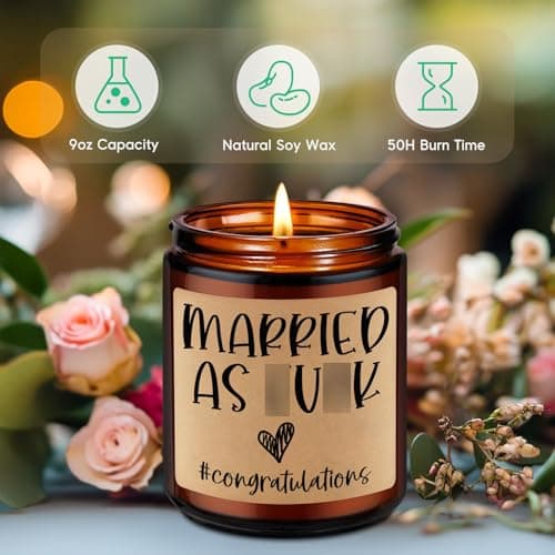 GSPY Scented Candles - Newly Wed Gifts for The Couple, Funny Wedding Gifts for Newlyweds, Married Couple - Wedding Congratulations Presents, Honeymoon, Married Present for Bride, Groom