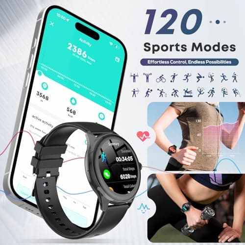 DIVOAZBVO DIVOAZBVO Smart Watches for Women Men, 1.39" HD IPS Touchscreen Smartwatch with 120 Sports Modes, Heart Rate/Sleep Monitor, IP67 Waterproof, Bluetooth Call & Music Control for iPhone/Android (Black)