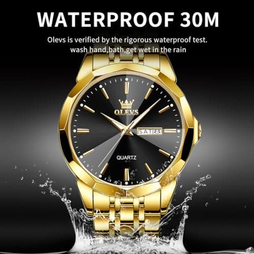OLEVS Watch for Men Diamond Business Dress Analog Quartz Stainless Steel Waterproof Luminous Date Two Tone Luxury Casual Wrist Watch