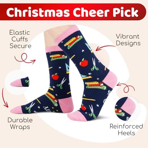 Book Lover Gifts - Funny Reading Teacher Socks for Readers Women Men With Greeting Card