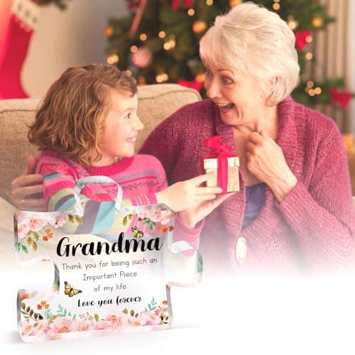 Grandma Gifts - Delicate Grandma Birthday Gifts from Grandkids - Engraved Acrylic Puzzle Piece 3.9 x 3.3 inch - Mothers Day Christmas Birthday Gifts for Grandma Grandmother, Ideas