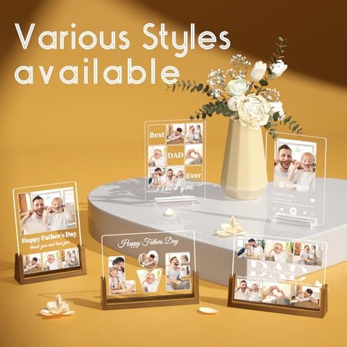 Personalized Dad Gifts for Fathers Day, Custom Fathers Day Gift from Daughter Son Kids, Customized Dad Gifts for Husband from Wife, Unique Best Dad Picture Frame with Your Photos