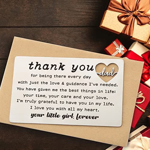 YODOCAMP Thank You Dad Engraved Wallet Card Inserts, Dad Gifts from Daughter, Birthday Father's Day Thanksgiving Christmas Valentines Gifts Card for Dad Father Papa