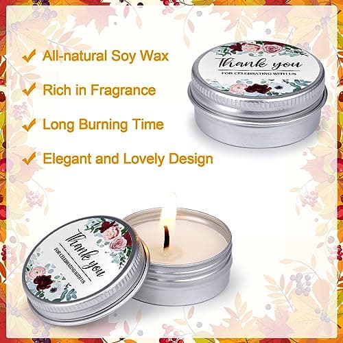 MTLEE 50 Pcs Wedding Candles Gift Favors for Guests 1 Oz Lavender Scented Soy Wax Aromatherapy Candle Favors for Bridal Shower Rustic Wedding Party Guests(Thank You)