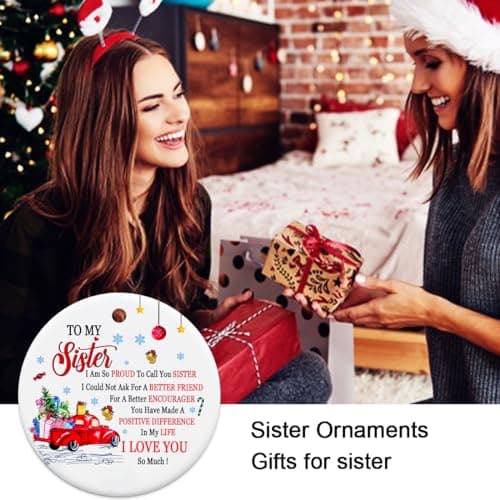 Sister Christmas Ornaments 2025,Sister Ornament for Christmas Tree,Best Sister Gifts,Friends Ornaments for Women,Friendship Gift for My Sister