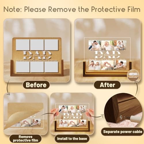 Personalized Dad Gifts for Fathers Day, Custom Fathers Day Gift from Daughter Son Kids, Customized Dad Gifts for Husband from Wife, Unique Best Dad Picture Frame with Your Photos