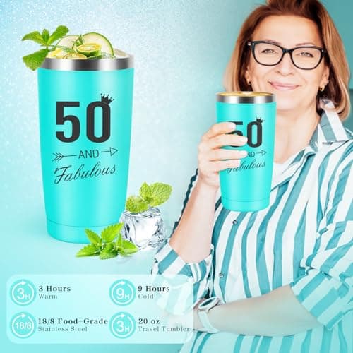 50th Birthday Gifts for Her, 50th Birthday Gifts for Women, 50 Fabulous Gift for 50 Year Old Woman, 50 Year Old Gift Baskets, Unique 50 Bday Present Ideas for Her Mom Sister Friend Wife