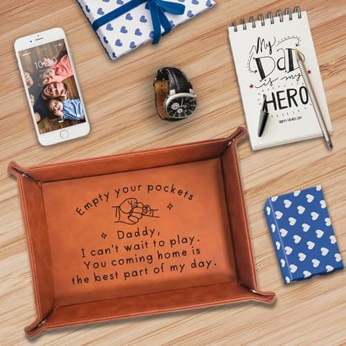 Birthday Gifts for Dad, Leather Tray for Dad, New Dad Gifts for Husband from Wife, Best Dad Gifts from Son Daughter, Christmas Thanksgiving Sentimental Gifts for Father Husband Stepdad