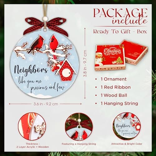 Neighbors Like You are Precious and Few - 2 Layer Good Neighbor Christmas Ornament - Wooden Next Door Neighbors Ornament - Awesome Neighbor for Next Door Friends