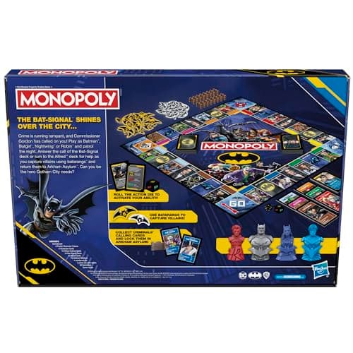 Monopoly Batman Edition Board Game | Monopoly Game for Batman Fans | Ages 8 and Up | 2 to 4 Players | Family Games | Strategy Games for Kids and Adults (Amazon Exclusive)