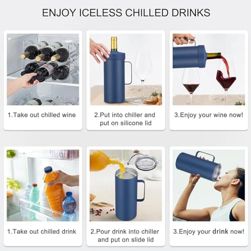 MAXSO Wine Chiller Bucket, Portable 750 ml Champagne & Wine Bottle Cooler Keep Wine & Beverages Cold, Stainless Steel Vacuum Insulated Wine Gifts for Wine Lovers - Black