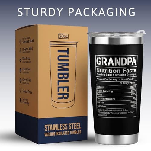 Grandpa Gifts - Grandpa Birthday Gifts from Grandchildren - Fathers Day Gift, Birthday Christmas for Grandfather - Grandfather Gift Ideas from Granddaughter, Grandson - 20 Oz Black Tumbler