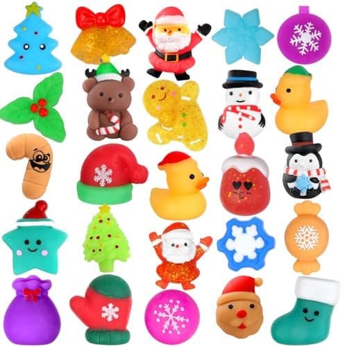 LIAM&AVA Christmas Squishy Toys, 25 PCS Mochi Squishies Bulk Toy for Girls Boys Kids, Christmas Party Favors, Christmas Fidget Sensory Goodie Bags Filler Gifts Decorations
