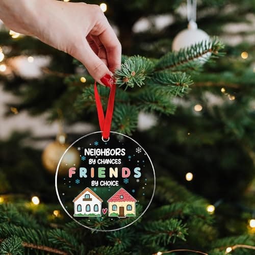 Neighbor Ornament 2025, Christmas Ornaments 2025, Neighbor Gifts Merry Christmas from Our House to Yours, Funny Glass Xmas Tree Decorations, Neighborhood Gift Ideas for Neighbors, Best Friends, Women