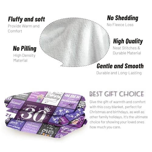 30th Birthday Gifts for Women Her, 30th Birthday Decorations for Women, 30 Year Old Gifts for Woman, Turning 30 and Fabulous - Blanket 60"X50"