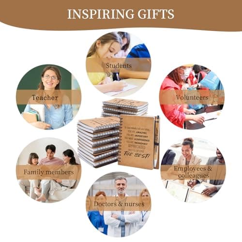 20 Pcs Christmas Employee Appreciation Gifts Bulk - 10 Sets of Inspirational Spiral Notebooks with Motivational Pens, Small Notepads for Coworkers, Office Staff, Team, Nurse, Teachers, Thank You Gifts