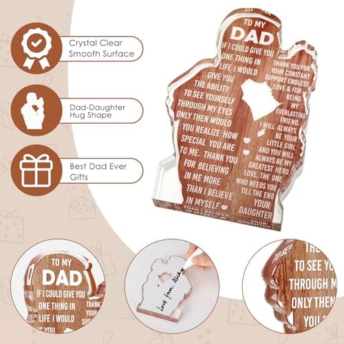 Dad Gifts from Daughter Dad Birthday Gift from Daughter - Christmas Best Dad Ever Gifts Idea Daddy Bpnus New Dad Gift Father's Day Valentines Easter Desk Decor Acrylic Plaque Sign