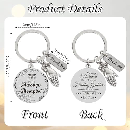 Thrist Christmas Massage Therapist Gifts Keychain Best Massage Therapist Ever Healing Key Chain Gifts for Nurses Nursing Gift Work Accessories Essentials