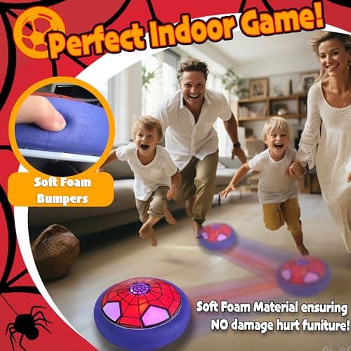 Soccer Toys for Boys 4-6 Hover Soccer Ball Indoor Gifts for Boys Kids Toys Birthday Gifts for 4 5 6 7 8 9 10 Year Old Boy Air Floating Soccer Toy with LED Lights Foam Bumper