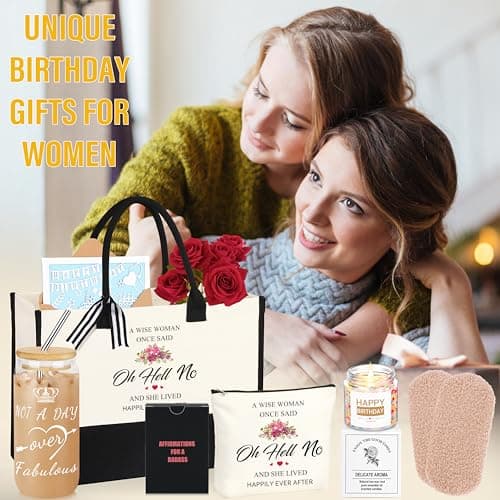 40th 50th 60th Birthday Gifts for Women Tote Bag Birthday Gifts Set for Mom Wife Sister Grandma Birthday Gifts for Her