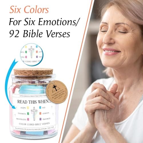NewEleven Birthday Gifts For Women - Christian Gifts For Women, Her, Friends - Appreciation Present From Friend, Family - Decorative Glass Inspirational Scripture Jar With 92 Bible Verse