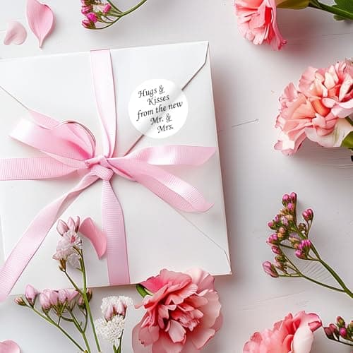 324 Hugs and Kisses from The New Mr. & Mrs. Kiss Wedding Stickers, Chocolate Drops Labels Stickers for Weddings, Bridal Shower Engagement Party Decorations, Kisses Favors Decor. Made in USA