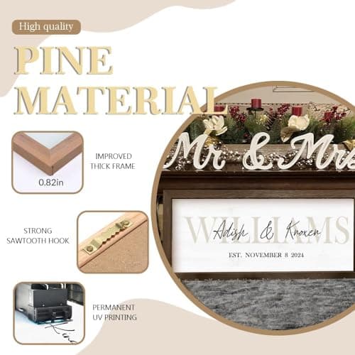 Wedding Gifts for Couples 2025, Custom Wood Sign for Bridal Shower Gift, Engagement Gift, Newlywed Gift, Personalized Framed Last Name Sign with Established Date for Home