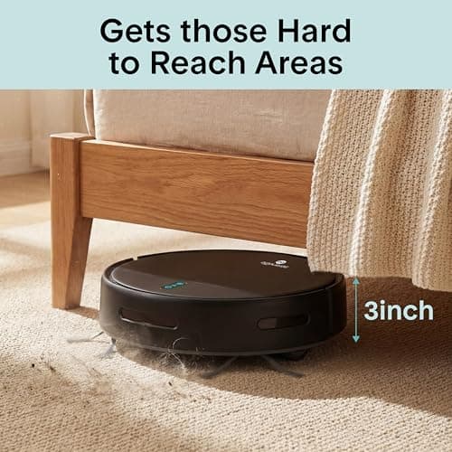 SereneLife Smart Robot Vacuum Cleaner and Mop Combo, App Control, 3 Cleaning Modes, Anti-Fall Sensors, Self-Charging, High Suction Ideal for Pet Hair, Carpet and Hard Floors, Black