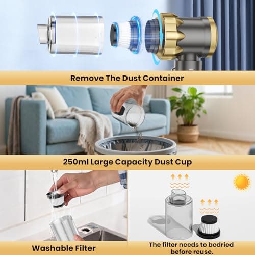 Car Vacuum Portable Cordless - Handheld Vacuum Cleaner with 16000PA Strong Suction, 7-in-1 Air Duster/Blower, Rechargeable Mini Vacuum with Long Battery, Multi-Nozzles for Car,Home, Office, Pet