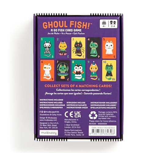 Mudpuppy Ghoul Fish! – Ghoul Version of Classic Kids Go Fish Card Game with Cute Illustrations of Ghoulish Cats for Children Ages 4 and Up, 2-4 Players