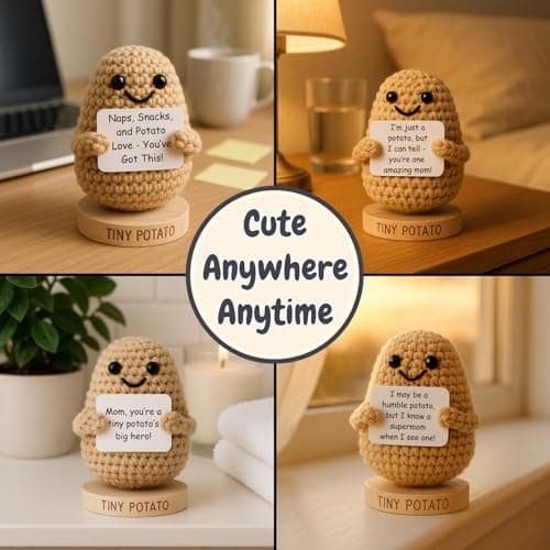 New Mom Gifts for Women - Tiny Potato with 30 Empowering Signs for New Moms - Gift for First Mothers Day - Postpartum Gift Idea for 1st Time Mother | Emotional Support Crochet for Moms After Birth