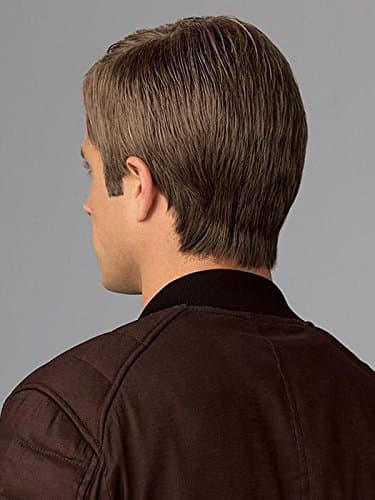 Grit Wig Color M280S - HIM Mens Wigs 2.5" Short Layers Precisely Tight Cut Heat Friendly Synthetic Lace Front Monofilament Top Haircut Avg-Large Cap Size Bundle Travel Kit, MaxWigs Hairloss Booklet