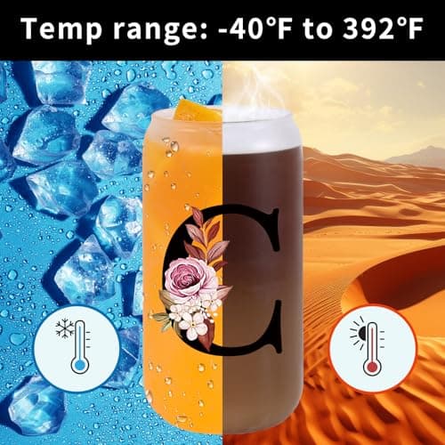 Monogrammed Glass Drinking Cup With Lid Straw Girlfriend Gf Gifts Future Mrs for Her Women Boyfriend 1 One Year Anniversary Meaningful Cute Romantic Christmas Xmas First Valentines I Love You More,C