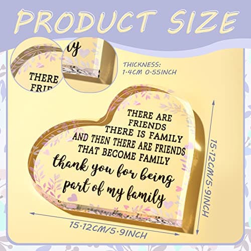 Christmas Friendship Gift for Women Girls Going Away Best Friend Birthday Gifts Friend Acrylic Plaque for Coworker Retirement Christmas Keepsake Decor(Heart)