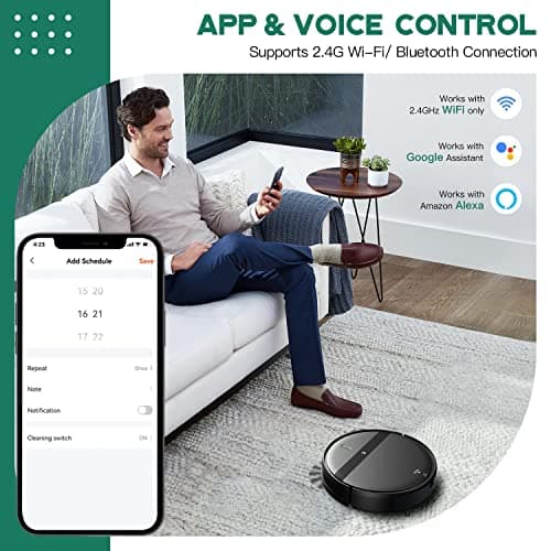 Robot Vacuum and Mop Combo, App/Alexa Control, Smart Robot Vacuum Cleaner, Ultra-Thin, Automatic Recharge Robotic Vacuum Cleaner for Pet Hair/Carpet/Hard Floor