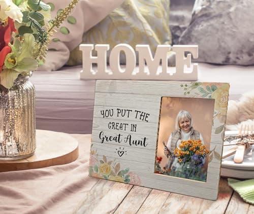 Great Aunt Picture Frame, Mothers Day Gifts for Auntie, Gifts from Niece Nephew, You Put the Great in Greataunt Wood Photo Frame for 4x6 Photos