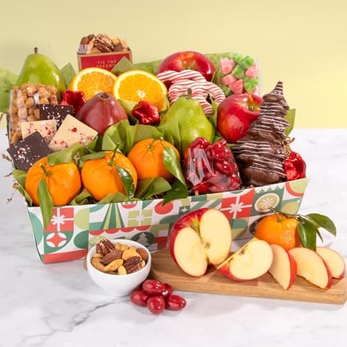 Holiday Chocolate, Nuts & Fresh Fruit Gift Basket
