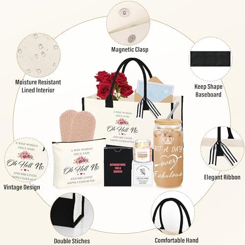 40th 50th 60th Birthday Gifts for Women Tote Bag Birthday Gifts Set for Mom Wife Sister Grandma Birthday Gifts for Her