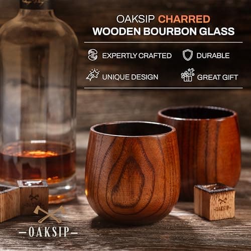 The Original Charred Wooden Bourbon Drinking Glass | Charred Old Fashioned Glass | Bourbon Gifts for Men, Dad, or Brother | Whiskey Gifts