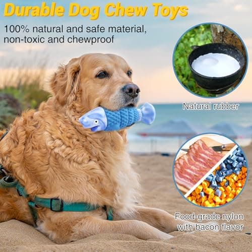WinTour Tough Dog Toys for Aggressive Chewers, Indestructible Dog Chewers for Medium & Large Breeds, Squeaky Durable Chew Toys to Keep Them Busy, Reduce Boredom, Teeth Cleaning, Bacon Flavor