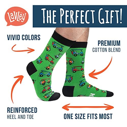 Lavley Funny Golf Socks - Fun gift for golfers - Unisex one size fits most - Great for birthdays or stocking stuffers