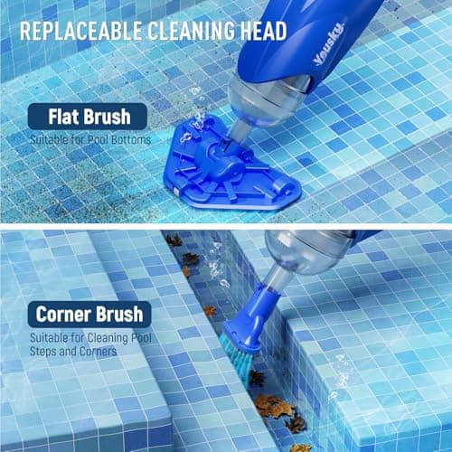 2025 Upgraded Handheld Pool Vacuum Cleaner for Above Ground & Inground Pools - Cordless Pool Cleaner w/18.5GPM Suction, Telescoping Pole(20-69in), 2 Brush Heads - Ideal for Spas & Hot Tubs