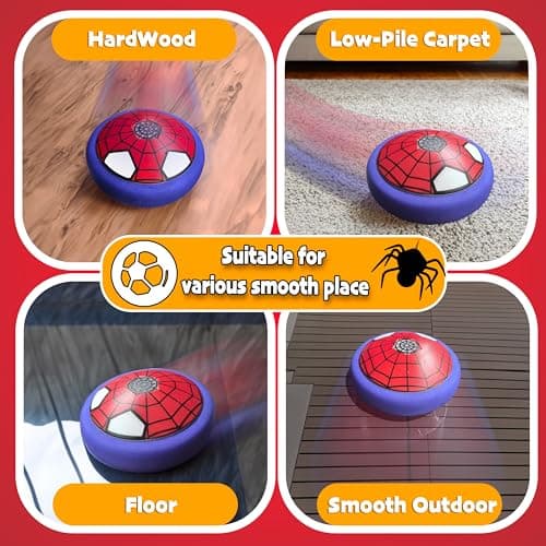 Soccer Toys for Boys 4-6 Hover Soccer Ball Indoor Gifts for Boys Kids Toys Birthday Gifts for 4 5 6 7 8 9 10 Year Old Boy Air Floating Soccer Toy with LED Lights Foam Bumper