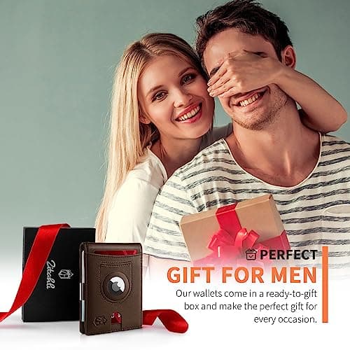 Zitahli Men's Wallets Airtag Holder Slim Rfid Leather with Gift Box