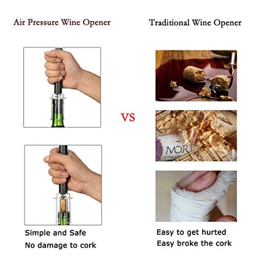 Air Pressure Wine Bottle Opener with Foil Cutter, Wine Aerator Pourer, 2 Vacuum Wine Stoppers, Storage Base (6 PCS), Corkscrew Wine Opener, The Best Wine gifts for Wine Lovers